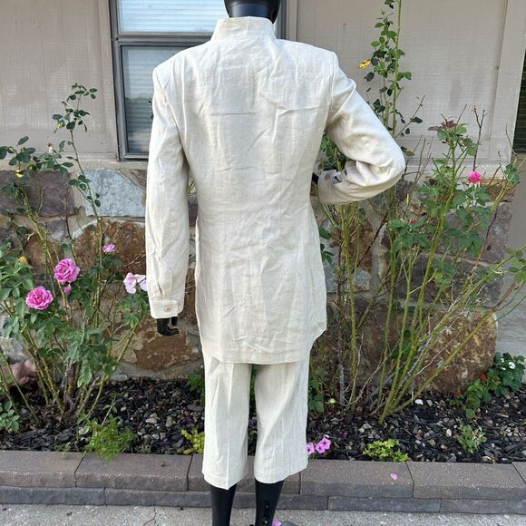 Liz Claiborne Linen 2 Piece Set Womens Size 8 Tunic Size 6 Petite Pants Beige - Picture 6 of 16